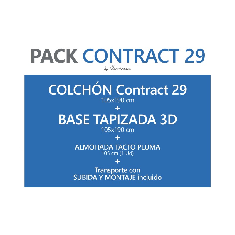 Pack ahorro Colchón + base + almohadas 105x190 cm