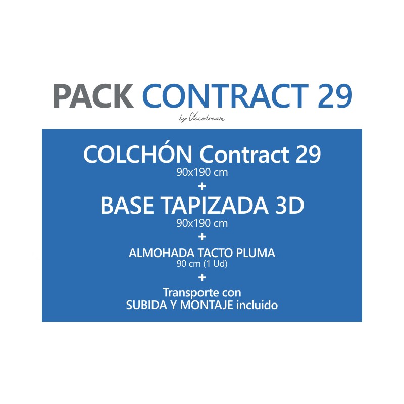Pack ahorro Colchón + base + almohadas 90x190 cm
