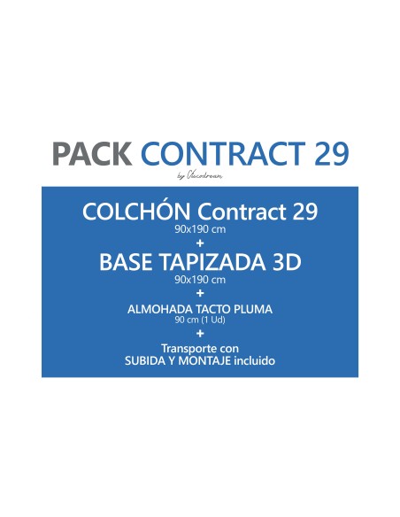 Pack ahorro Colchón + base + almohadas 90x190 cm