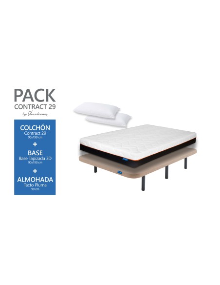 Pack ahorro Colchón + base + almohadas 90x190 cm